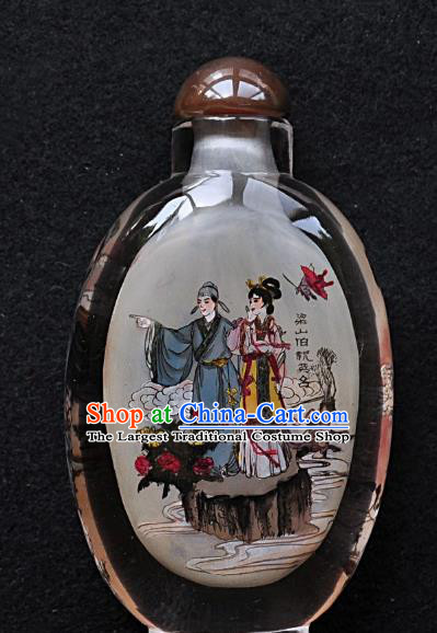 Chinese Handmade Snuff Bottle Traditional Inside Painting Butterfly Love Liang Shanbo and Zhu Yingtai Snuff Bottles Artware