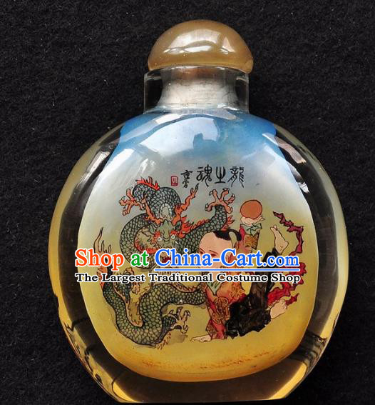 Chinese Handmade Snuff Bottle Traditional Inside Painting Dragon Boy Snuff Bottles Artware