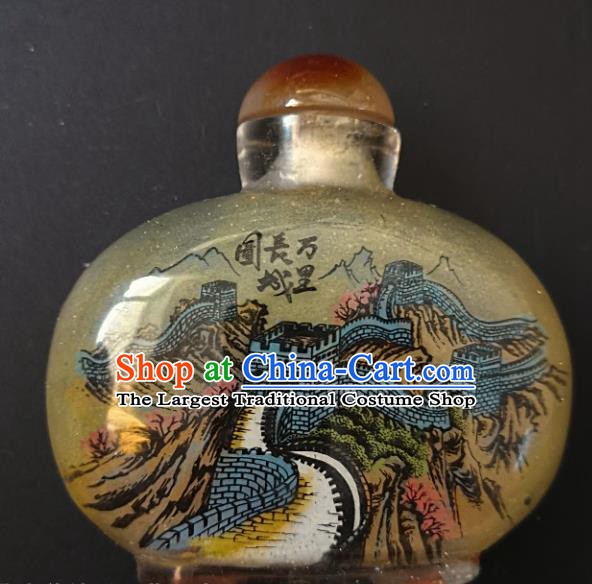 Chinese Handmade Snuff Bottle Traditional Inside Painting Qin Dynasty Emperor Great Wall Snuff Bottles Artware