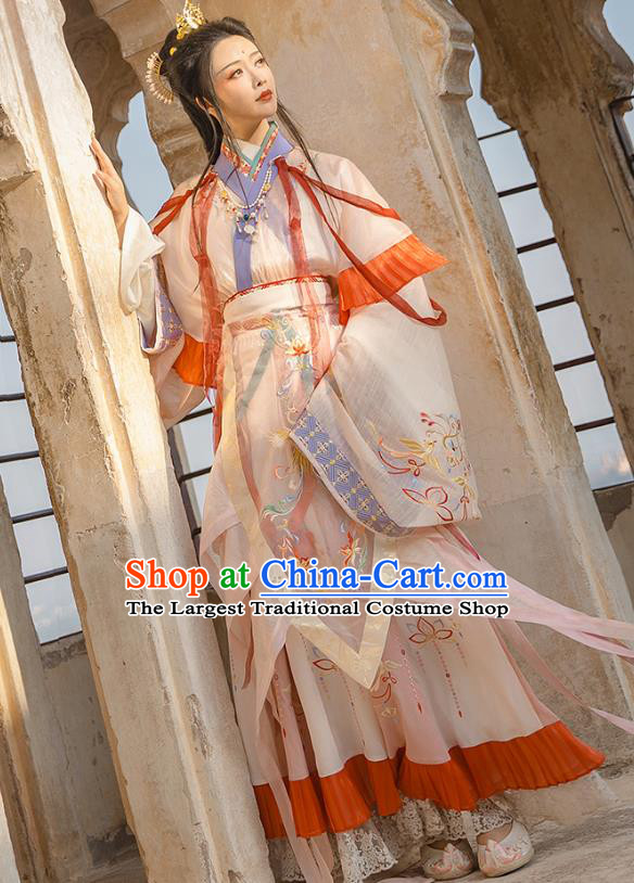 Traditional Chinese Jin Dynasty Noble Infanta Hanfu Dress Apparels Ancient Royal Princess Historical Costumes Complete Set