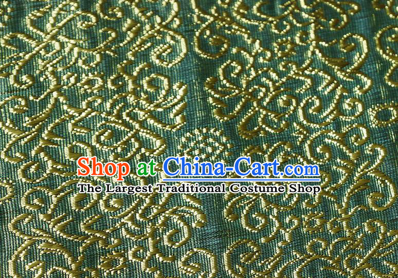 Chinese Traditional Scroll Grass Pattern Design Green Brocade Fabric Tapestry Cloth Asian Silk Material