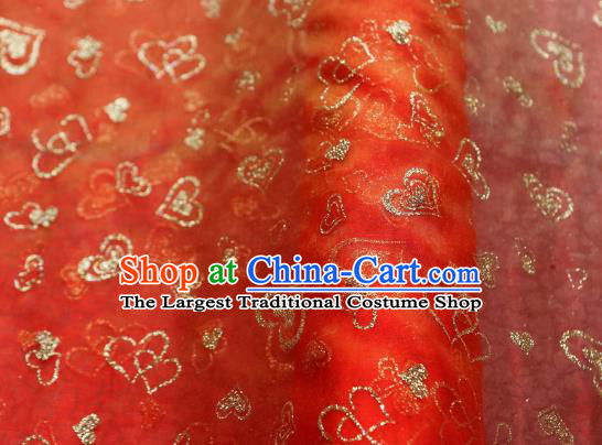 Chinese Traditional Heart Shape Pattern Design Red Veil Fabric Grenadine Cloth Asian Gauze Material