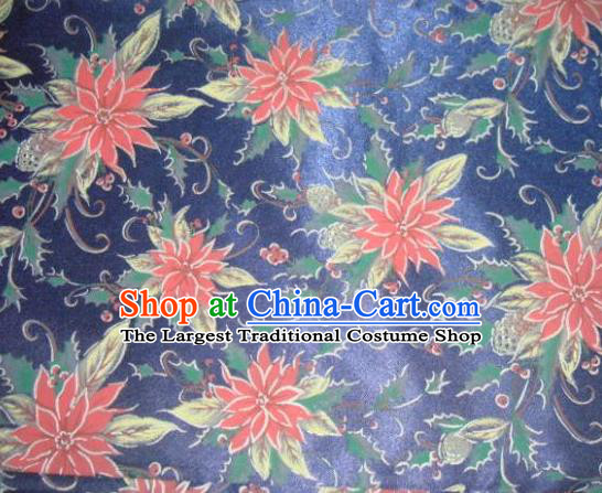 Chinese Traditional Christmas Flower Pattern Design DIY Navy Spandex Fabric Cloth Chemical Fiber Material Asian Dress Drapery