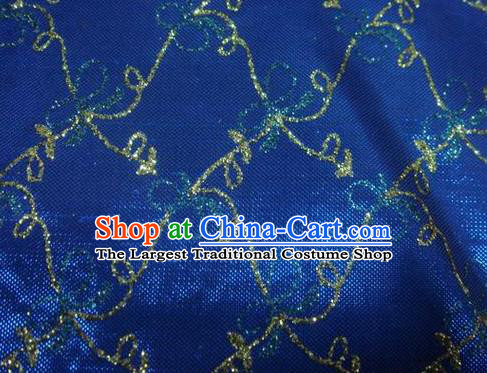 Chinese Traditional Gilding Bowknot Pattern Design Royalblue Satin Fabric Cloth Crepe Material Asian Dress Brocade Drapery