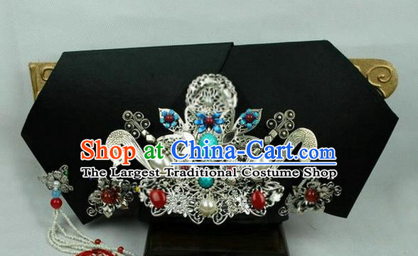 Empresses in the Palace Chinese Traditional Qing Dynasty Imperial Concubine Hair Accessories Flag Bun Drama Ancient Court Woman Headwear