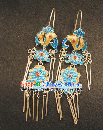 Chinese Traditional Qing Dynasty Palace Lady Tassel Earrings Drama Ancient Empress Court Ear Accessories