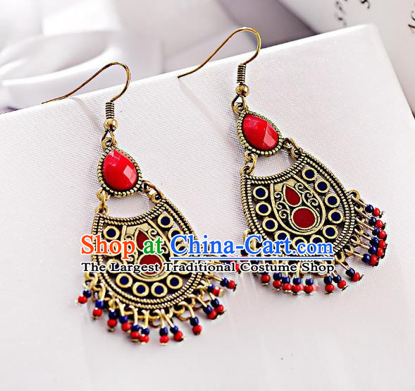 Asian India Traditional Tassel Eardrop Asia Indian Earrings Bollywood Dance Jewelry Accessories for Women