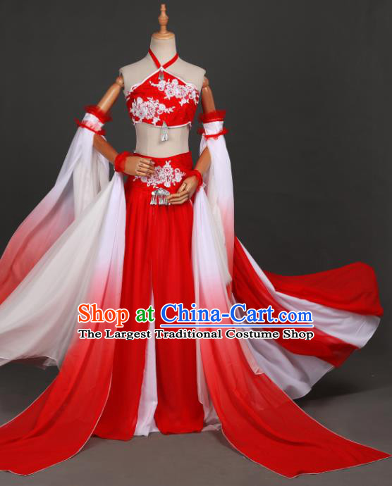 Traditional Chinese Cosplay Goddess Red Hanfu Dress Costumes Ancient Fairy Princess Clothing Classical Dance Apparel for Women