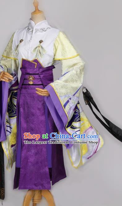 Traditional Chinese Cosplay Female Knight Purple Hanfu Dress Costumes Ancient Princess Clothing for Women