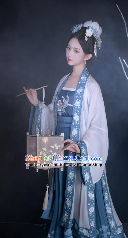 Traditional Chinese Song Dynasty Historical Costumes Ancient Noble Concubine Hanfu Garment Embroidered BeiZi Camisole Blouse and Skirt Full Set