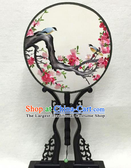 China Traditional Palace Fan Classical Dance Hanfu Fan Handmade Suzhou Embroidered Plum Blossom Silk Circular Fan