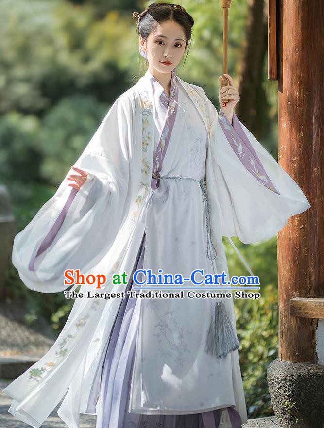 China Traditional Song Dynasty Noble Beauty Historical Clothing Ancient Court Countess Embroidered Hanfu Dress