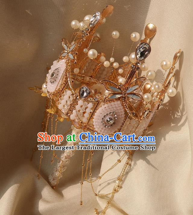 Top Grade Baroque Queen Beads Royal Crown Sceptre Wedding Bridal Bouquet Handmade Bride Opal Dragonfly Cane