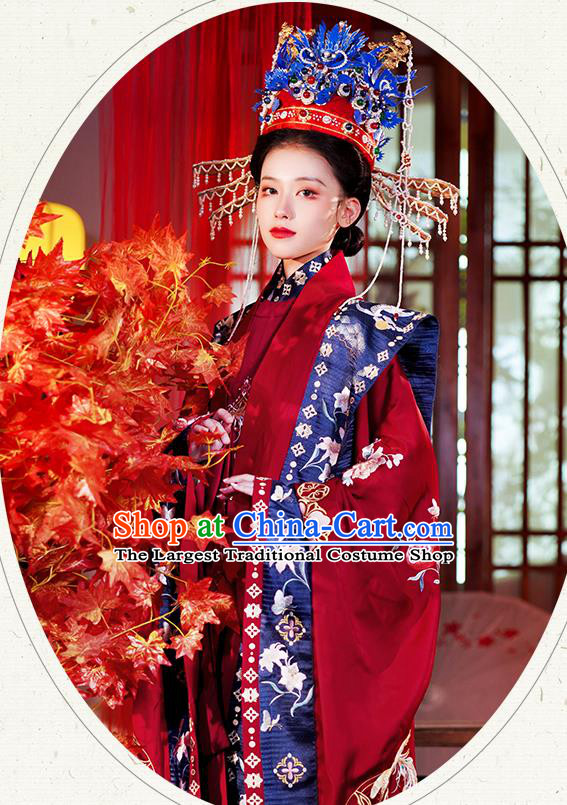 China Traditional Ming Dynasty Wedding Historical Clothing Ancient Noble Woman Red Hanfu Dress Full Set