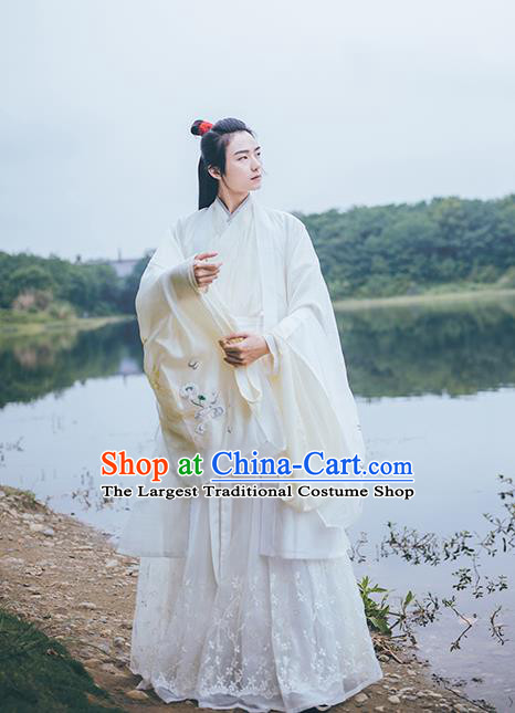 Traditional China Jin Dynasty Childe Historical Hanfu Clothing Ancient Swordsman Embroidered Costume for Men