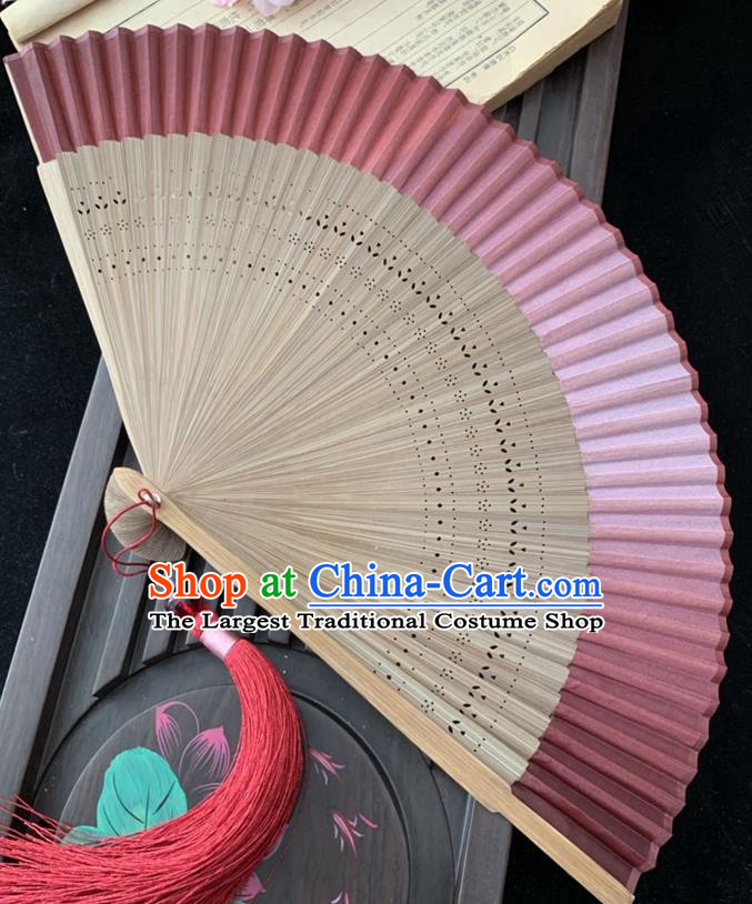 Chinese Classical Silk Folding Fan Bamboo Fan Handmade Dance Accordion