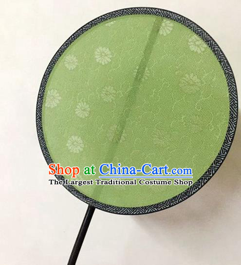 China Traditional Song Dynasty Palace Fan Handmade Green Silk Fan Classical Hanfu Circular Fan