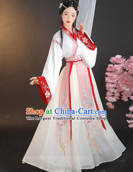 China Traditional Jin Dynasty Palace Lady Historical Clothing Ancient Young Beauty Hanfu Dress Costume