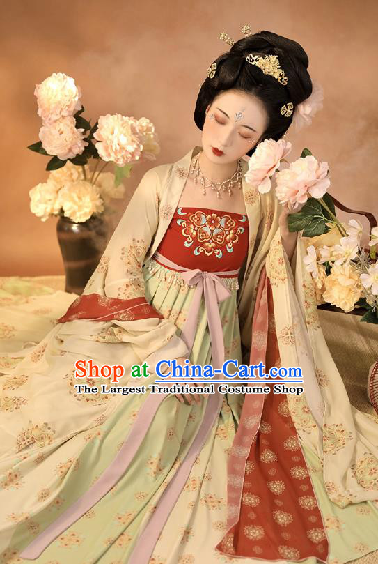 China Ancient Tang Dynasty Court Woman Hanfu Dress Traditional Imperial Consort Historical Clothing