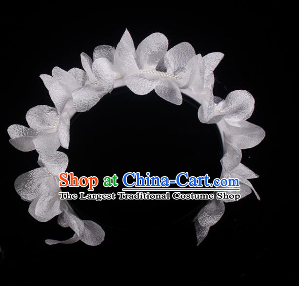 French Wedding Princess Headband Elegant Hair Accessories Bride White Flowers Hair Clasp