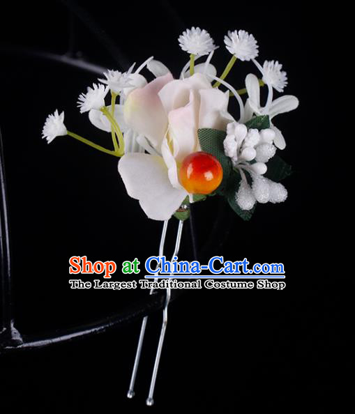 Top Grade Classical Silk Flower Hairpin Wedding Bride Hair Accessories Handmade Hair Stick