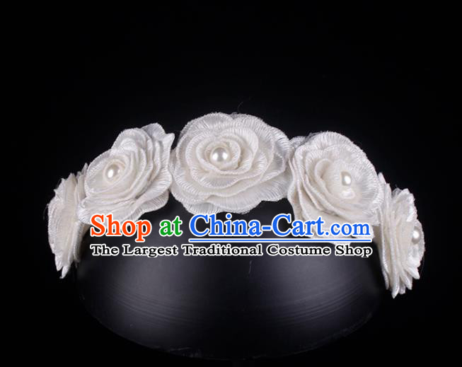 French Court Bride White Rose Hair Clasp Elegant Wedding Headband Hair Accessories