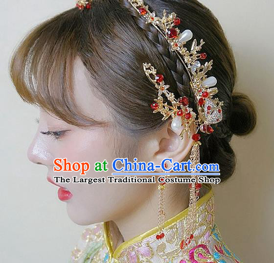 China Classical Hairpins Wedding Bride Hair Accessories Handmade Hair Comb Full Set