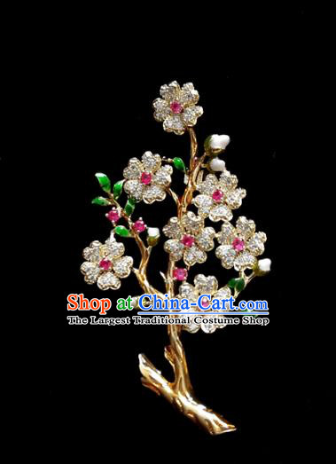 Top Baroque Queen Zircon Plum Blossom Brooch Court Jewelry Crystal Breastpin Accessories