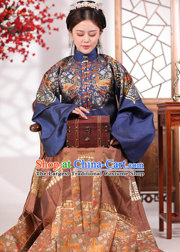 China Traditional Ming Dynasty Young Mistress Historical Costumes Ancient Imperial Countess Hanfu Dress Apparels