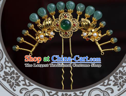 China Ancient Empress Golden Butterfly Hairpin Traditional Ming Dynasty Court Queen Hair Stick