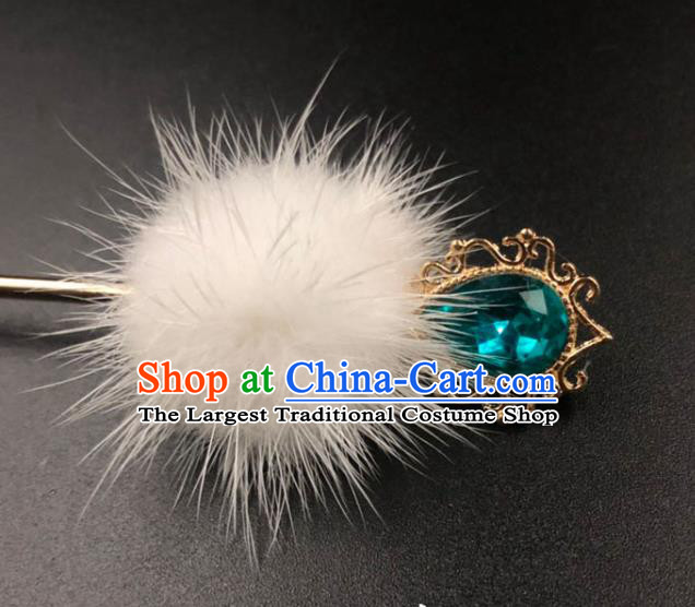 China Ancient Hanfu Hairpin Ming Dynasty Princess Hair Stick Traditional Green Crystal Hair Accessories