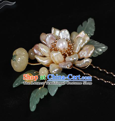 China Ancient Princess Pearls Hairpin Traditional Ming Dynasty Ceregat Hair Stick