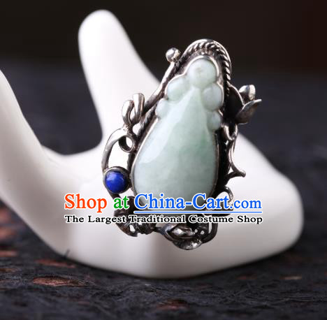 Handmade Chinese Silver Jewelry Traditional National Jade Ring Circlet