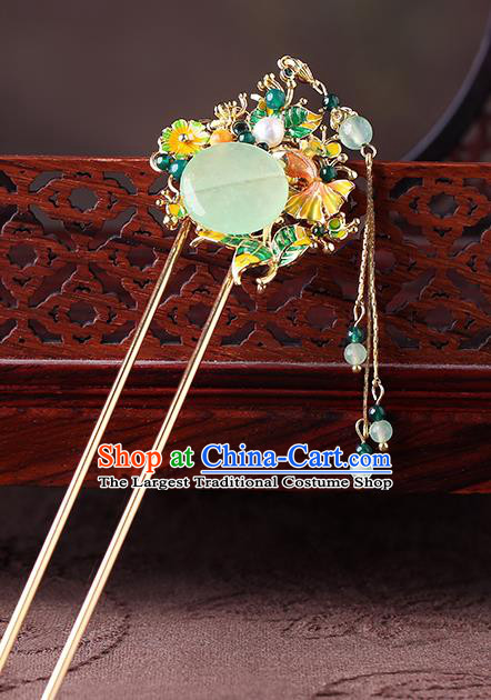 China Classical Enamel Hair Stick Traditional Cheongsam Hair Accessories Handmade Tassel Hairpin