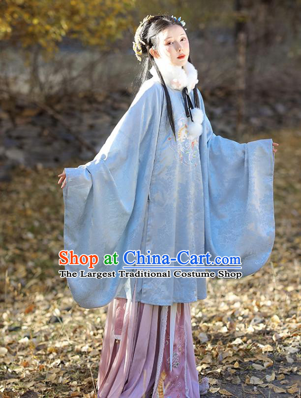 China Traditional Ming Dynasty Court Lady Historical Clothing Ancient Palace Princess Embroidered Hanfu Dress