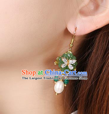 Chinese Classical Pearl Ear Accessories Traditional Cheongsam Coloured Glaze Plum Earrings