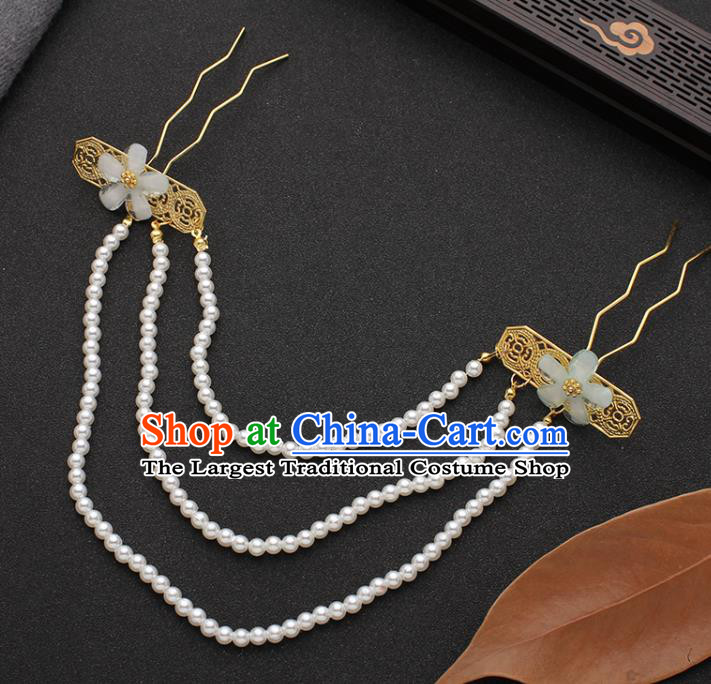 China Traditional Hanfu Golden Hair Sticks Ancient Tang Dynasty Palace Lady Hairpin