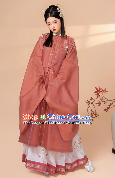 China Traditional Ming Dynasty Royal Princess Embroidered Costumes Ancient Nobility Lady Historical Clothing Full Set