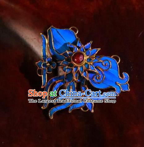 China Traditional Qing Dynasty Court Blueing Brooch Ancient Empress Ruby Jewelry Accessories