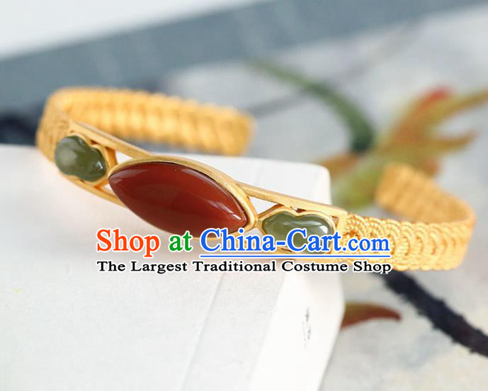 China Handmade Golden Bracelet Accessories Traditional Jade Gourd Bangle Jewelry