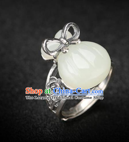 Chinese National Jade Lucky Bag Ring Handmade Jewelry Accessories Classical Circlet