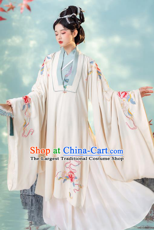 China Ancient Court Beauty Embroidered Hanfu Clothing Traditional Ming Dynasty Historical Costumes