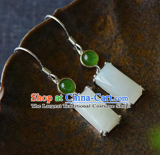 China Classical Cheongsam Earrings Traditional Jade Ear Jewelry Accessories