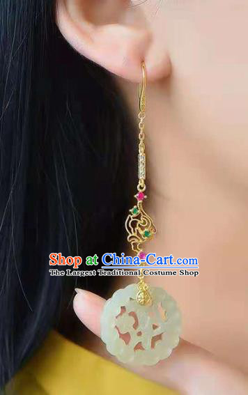 Handmade China Wedding Ear National Jewelry Accessories Traditional Cheongsam Crystal Jade Earrings