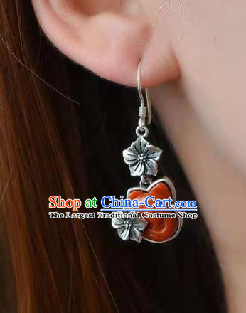 Handmade China Silver Ear Jewelry Accessories Traditional National Cheongsam Agate Carving Fox Earrings