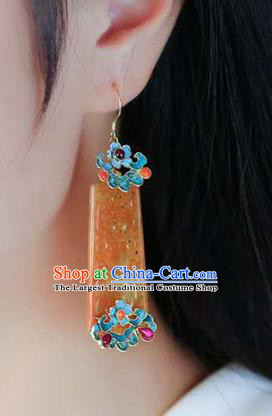 Handmade China Topaz Carving Ear Jewelry Accessories Traditional Cheongsam Tourmaline Earrings