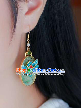 Handmade China Traditional Cheongsam Eardrop Jade Accessories Earrings Jewelry