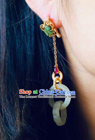 Handmade China Pearls Eardrop Accessories Traditional Jade Jewelry National Cheongsam Earrings