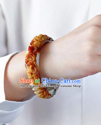 China Handmade Jade Carving Bracelet Traditional Jewelry Accessories National Silver Bangle