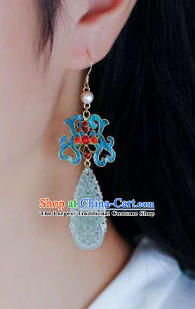 Handmade China Traditional Eardrop Cheongsam Jade Earrings National Jewelry Accessories